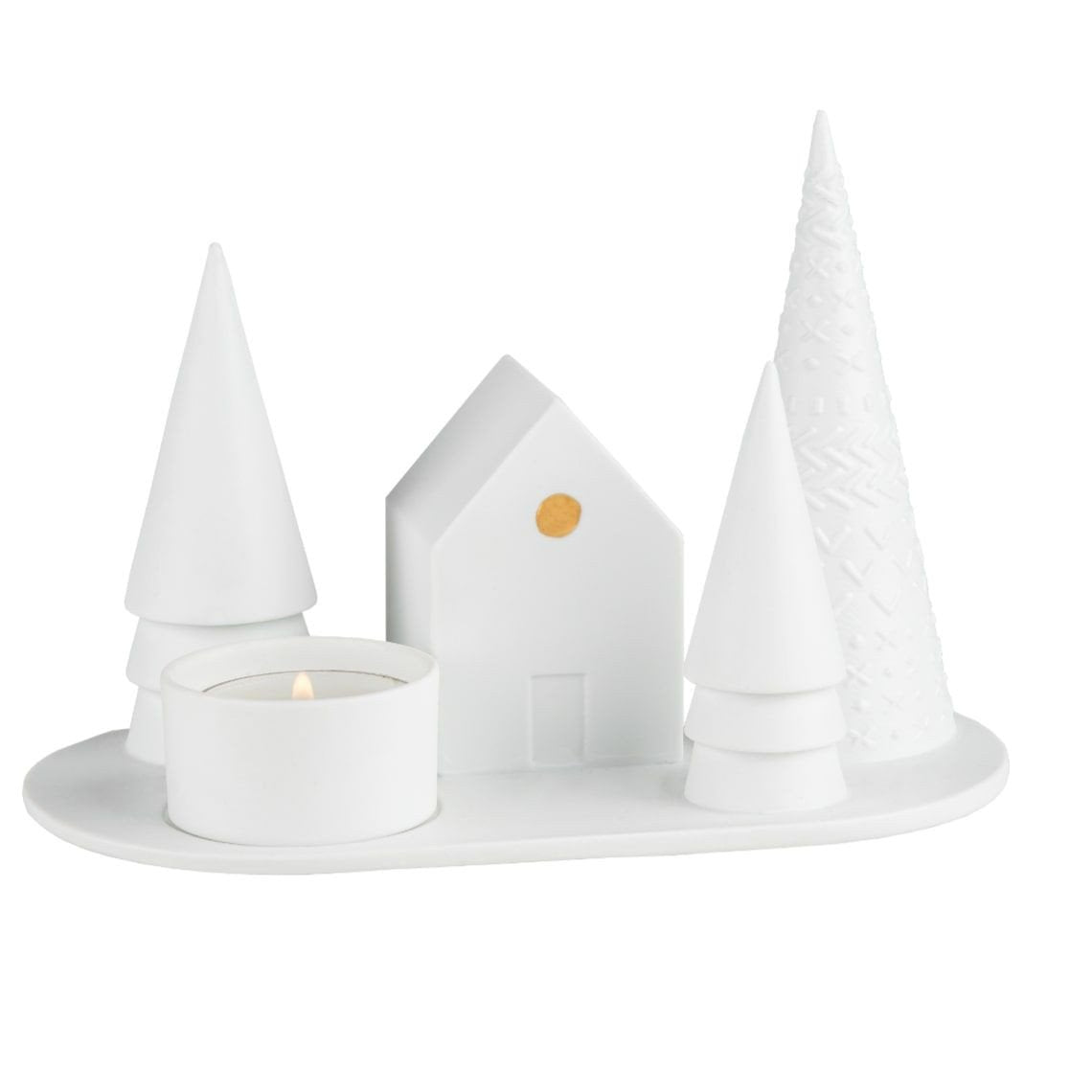 RÄDER DECO NOEL Bougeoir Forêt en porcelaine blanche