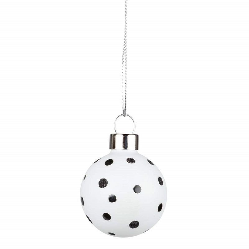 RÄDER décoration Noël set 4 boules en verre blanc et noir paillettes